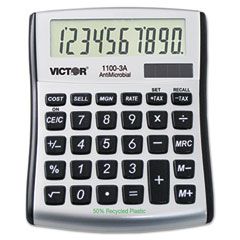 Victor 1100-3A Antimicrobial Compact Desktop Calculator, 10-Digit LCD VCT11003A