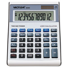Victor 6500 Executive Desktop Loan Calculator, 12-Digit LCD, Black/Silver VCT6500