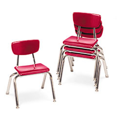 Virco 3000 Series Classroom Chairs, 12" Seat Height, Red, 4/Carton VIR301270