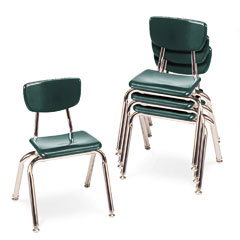 Virco 3000 Series Classroom Chairs, 14" Seat Height, Forest Green, 4/Carton VIR301475