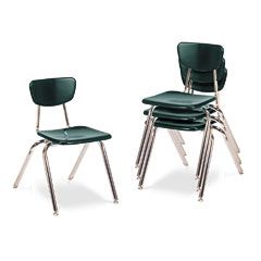 Virco 3000 Series Classroom Chairs, 16" Seat Height, Forest Green, 4/Carton VIR301675