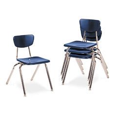 Virco 3000 Series Classroom Chairs, 16" Seat Height, Navy, 4/Carton VIR301651