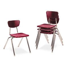 Virco 3000 Series Classroom Chairs, 16" Seat Height, Wine, 4/Carton VIR301650