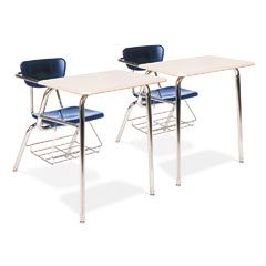 Virco 3400 Series Chair Desk, 22-3/4w x 35-3/4d x 29-1/4h, Sandstone/Navy, 2/Carton VIR3400BR5196