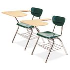 Virco 3700 Series Chair Desk, 20w x 31d x 30-1/2h, Fusion Maple/Forest Green, 2/Carton VIR3700BR7538