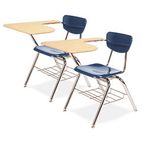 Virco 3700 Series Chair Desk, 20w x 31d x 30-1/2h, Fusion Maple/Navy, 2/Carton VIR3700BR5138