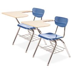 Virco 3700 Series Chair Desk, 20w x 31d x 30-1/2h, Sandstone/Blueberry, 2/Carton VIR3700BR4096