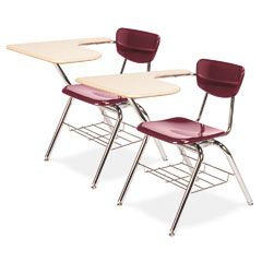 Virco 3700 Series Chair Desk, 20w x 31d x 30-1/2h, Sandstone/Wine, 2/Carton VIR3700BR5096