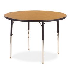 Virco 4000 Series Round Activity Table, 42 dia. x 30h, Medium Oak VIR4842R084