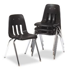 Virco 9000 Series Classroom Chair, Black/Chrome Frame, 4/Carton VIR90879C59