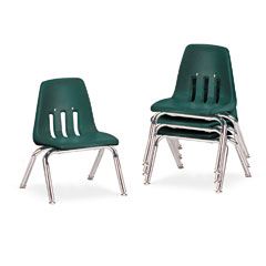 Virco 9000 Series Classroom Chairs, 10" Seat Height, Forest Green/Chrome, 4/Carton VIR901075