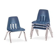 Virco 9000 Series Classroom Chairs, 10" Seat Height, Navy/Chrome, 4/Carton VIR901051
