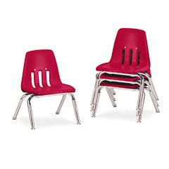 Virco 9000 Series Classroom Chairs, 10" Seat Height, Red/Chrome, 4/Carton VIR901070