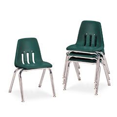 Virco 9000 Series Classroom Chairs, 14" Seat Height, Forest Green/Chrome, 4/Carton VIR901475