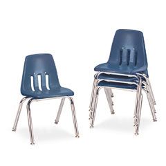 Virco 9000 Series Classroom Chairs, 14" Seat Height, Navy/Chrome, 4/Carton VIR901451