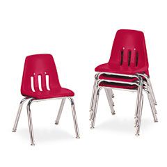 Virco 9000 Series Classroom Chairs, 14" Seat Height, Red/Chrome, 4/Carton VIR901470