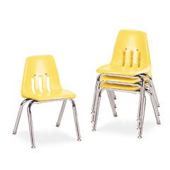 Virco 9000 Series Classroom Chairs, 14" Seat Height, Squash/Chrome, 4/Carton VIR901447