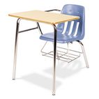 Virco 9400 Series Chair Desk, 21w x 33-1/2d x 30h, Fusion Maple/Blueberry, 2/Carton VIR9400BR40385