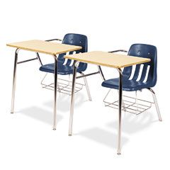 Virco 9400 Series Chair Desk, 21w x 33-1/2d x 30h, Fusion Maple/Navy, 2/Carton VIR9400BR51385