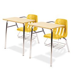 Virco 9400 Series Chair Desk, 21w x 33-1/2d x 30h, Fusion Maple/Squash, 2/Carton VIR9400BR47385