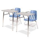 Virco 9400 Series Chair Desk, 21w x 33-1/2d x 30h, Gray Nebula/Blueberry, 2/Carton VIR9400BR40091