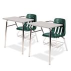 Virco 9400 Series Chair Desk, 21w x 33-1/2d x 30h, Gray Nebula/Forest Green, 2/Carton VIR9400BR75091