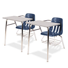 Virco 9400 Series Chair Desk, 21w x 33-1/2d x 30h, Gray Nebula/Navy, 2/Carton VIR9400BR51091