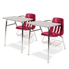 Virco 9400 Series Chair Desk, 21w x 33-1/2d x 30h, Gray Nebula/Red, 2/Carton VIR9400BR70091