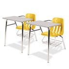 Virco 9400 Series Chair Desk, 21w x 33-1/2d x 30h, Gray Nebula/Squash, 2/Carton VIR9400BR47091