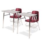 Virco 9400 Series Chair Desk, 21w x 33-1/2d x 30h, Gray Nebula/Wine, 2/Carton VIR9400BR50091