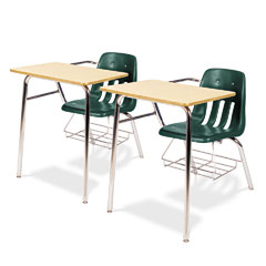 Virco 9400 Series Chair Desk, 21w x 33-1/2d x 30h, Maple/Forest Green, 2/Carton VIR9400BR75385