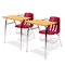 Virco 9400 Series Chair Desk, 21w x 33-1/2d x 30h, Medium Oak/Red, 2/Carton VIR9400BR70084