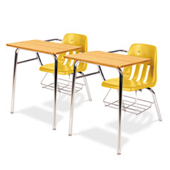 Virco 9400 Series Chair Desk, 21w x 33-1/2d x 30h, Medium Oak/Squash, 2/Carton VIR9400BR47084