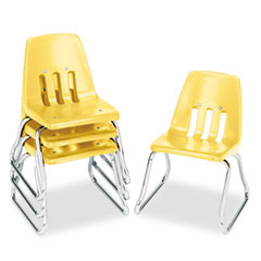 Virco 9600 Classic Classroom Chairs, 12" Seat Height, Squash/Chrome, 4/Carton VIR961247