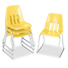 Virco 9600 Classic Classroom Chairs, 14" Seat Height, Squash/Chrome, 4/Carton VIR961447