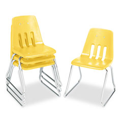 Virco 9600 Classic Classroom Chairs, 16" Seat Height, Squash/Chrome, 4/Carton VIR961647
