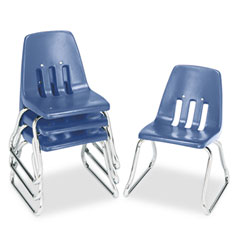 Virco 9600 Classic Series Classroom Chairs, 12" Seat Height, Blue/Chrome, 4/Carton VIR961240