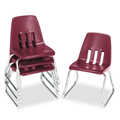 Virco 9600 Classic Series Classroom Chairs, 12" Seat Height, Wine/Chrome, 4/Carton VIR961250