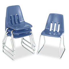 Virco 9600 Classic Series Classroom Chairs, 14" Seat Height, Blue/Chrome, 4/Carton VIR961440