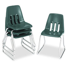 Virco 9600 Classic Series Classroom Chairs, 14" Seat Height, Forest Green/Chrome, 4/CT VIR961475
