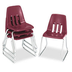 Virco 9600 Classic Series Classroom Chairs, 14" Seat Height, Wine/Chrome, 4/Carton VIR961450