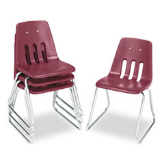 Virco 9600 Classic Series Classroom Chairs, 16" Seat Height, Wine/Chrome, 4/Carton VIR961650