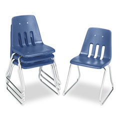 Virco 9600 Classic Series Classroom Chairs, 18" Seat Height, Blue/Chrome, 4/Carton VIR961840