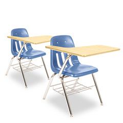 Virco 9700 Series Chair Desk, 18-3/4w x 31d x 30-1/2h, Fusion Maple/Blue, 2/Carton VIR9700BR40385