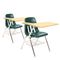 Virco 9700 Series Chair Desk, 18-3/4w x 31d x 30-1/2h, Fusion Maple/Green, 2/Carton VIR9700BR75385