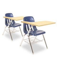 Virco 9700 Series Chair Desk, 18-3/4w x 31d x 30-1/2h, Fusion Maple/Navy, 2/Carton VIR9700BR51385