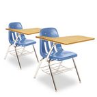 Virco 9700 Series Chair Desk, 18-3/4w x 31d x 30-1/2h, Medium Oak/Blueberry, 2/Carton VIR9700BR40084
