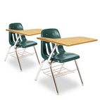 Virco 9700 Series Chair Desk, 18-3/4w x 31d x 30-1/2h, Medium Oak/Forest Green, 2/CT VIR9700BR75084