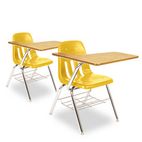 Virco 9700 Series Chair Desk, 18-3/4w x 31d x 30-1/2h, Medium Oak/Squash, 2/Carton VIR9700BR47084
