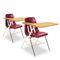 Virco 9700 Series Chair Desk, 18-3/4w x 31d x 30-1/2h, Medium Oak/Wine, 2/Carton VIR9700BR50084